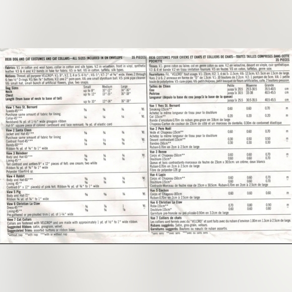 Simplicity Sewing Pattern Dog and Cat Wear - Picture 4 of 4